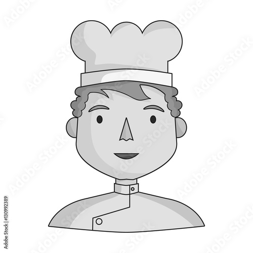 Chef icon in monochrome style isolated on white background. People of different profession symbol stock vector illustration.
