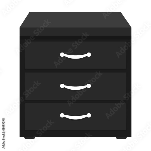 Office filing cabinet icon in monochrome style isolated on white background. Office furniture and interior symbol stock vector illustration.