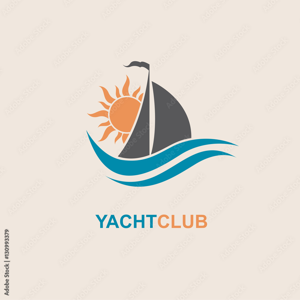 design of sailboat and yacht icons on waves design of sailboat and yacht icons on waves