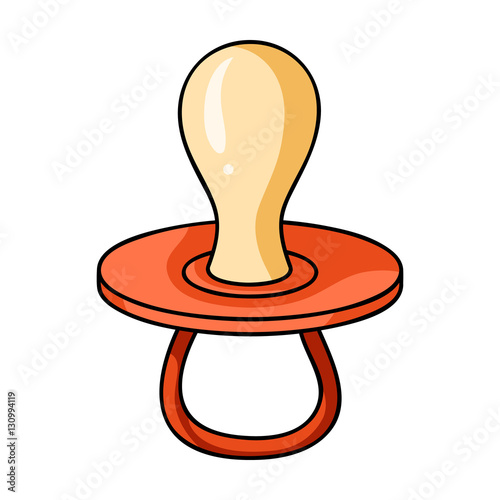 Baby pacifier icon in cartoon style isolated on white background. Baby born symbol stock vector illustration.