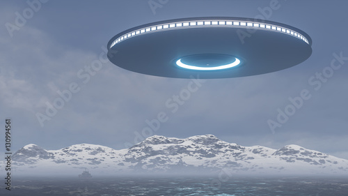3D UFO over the North Sea and waves