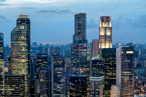 Panoramic View of Singapore at Dusk