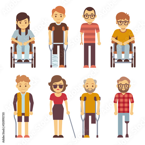 Disabled persons vector flat icons