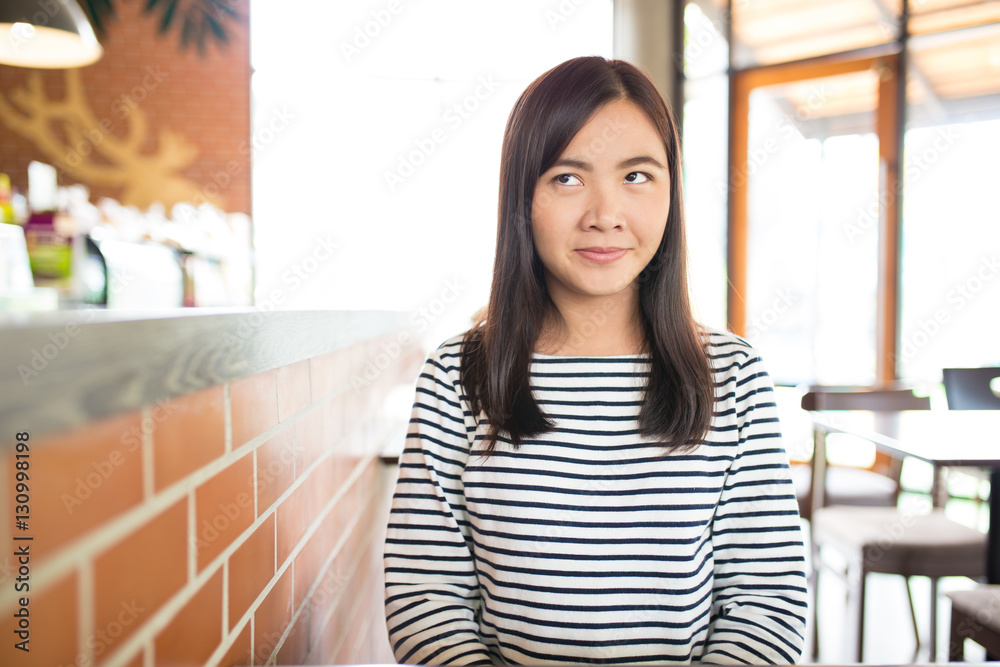 Woman so sad in cafe Woman so sad in cafe