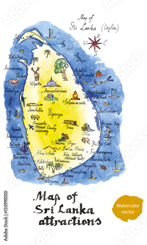 Map of Sri Lanka attractions