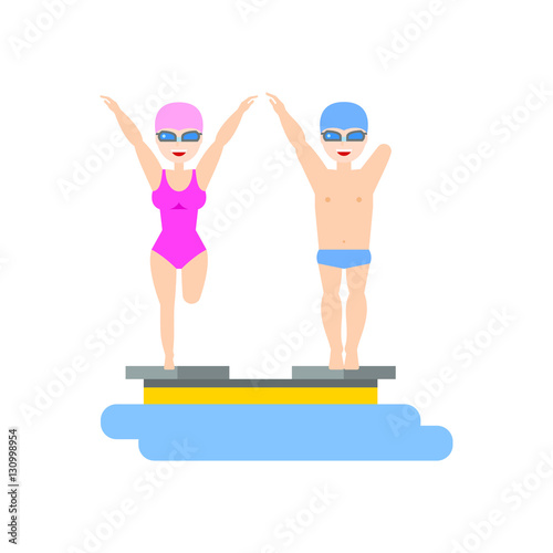 Swimmers with amputated limbs flat icon