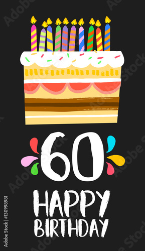 Happy Birthday card 60 sixty year cake