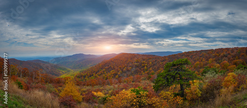 Shenandoah Overlook in Autumn from Skyline Drive 