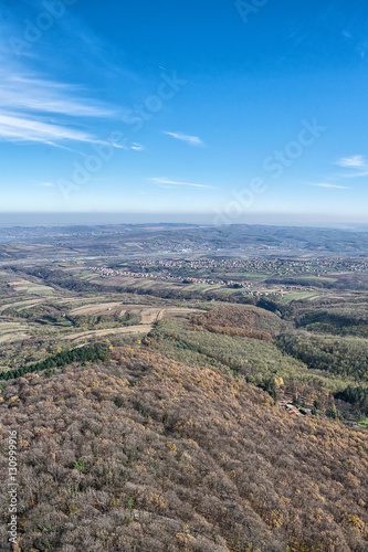 Aerial view on mountains, forests and villages  in Serbia © bojandimic