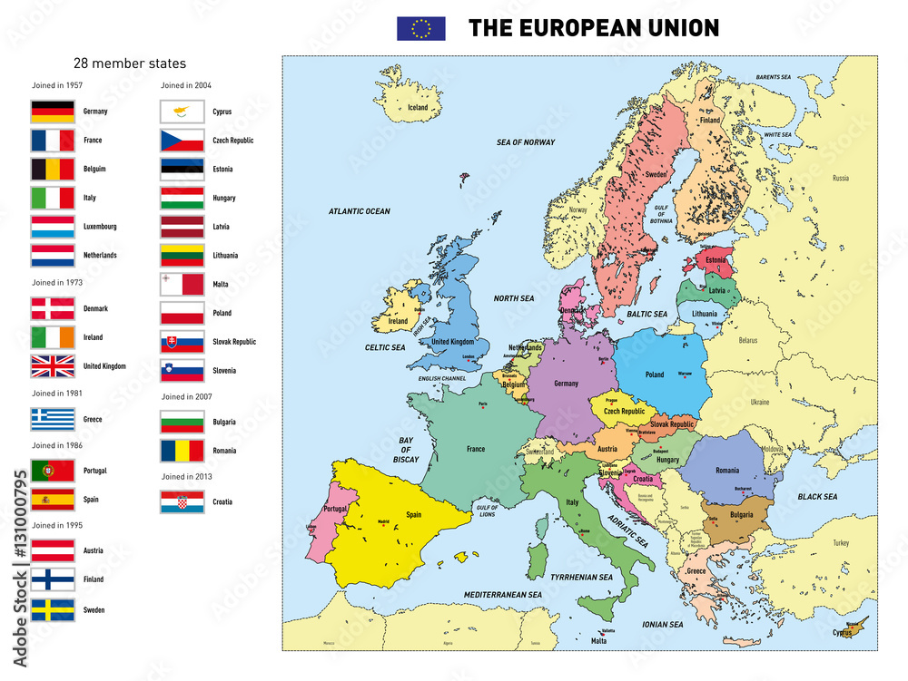 Naklejka premium Mapa wektorowa Unii Europejskiej