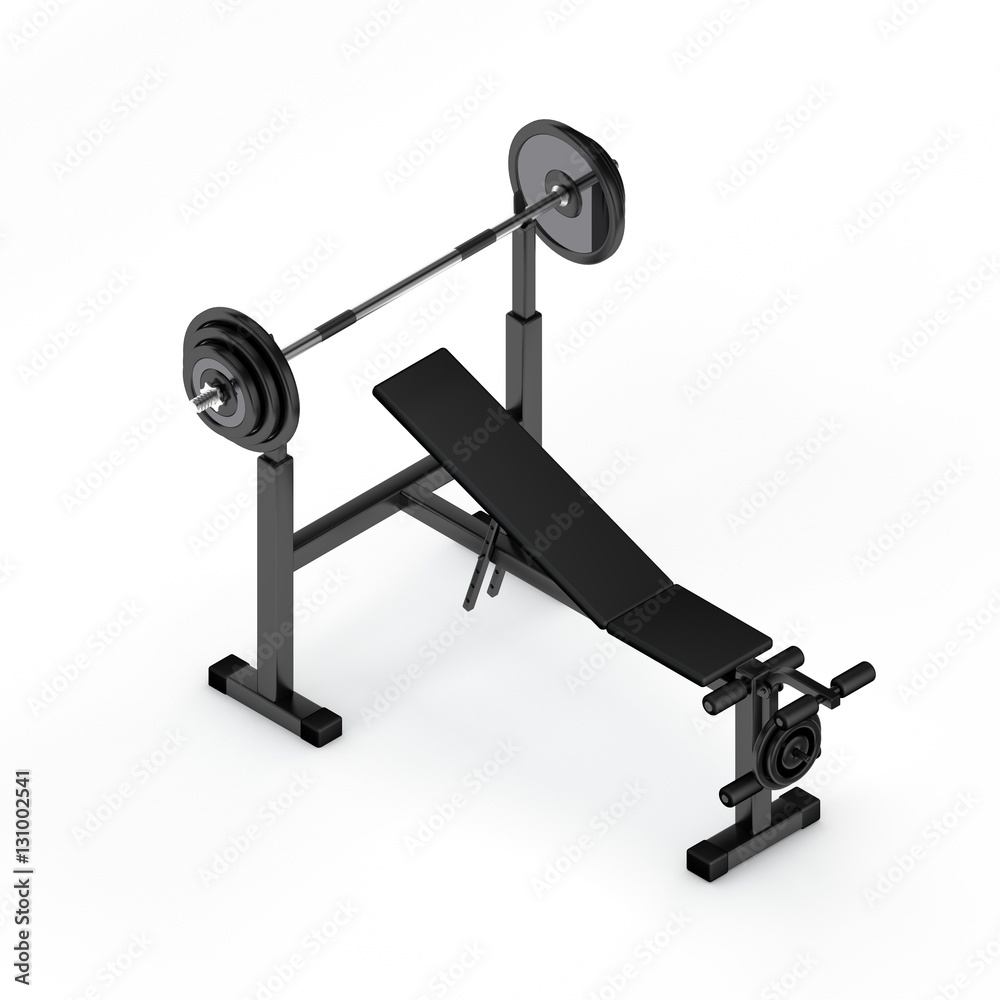 Exercise machine.Isolated on white background.3D rendering illus Exercise machine.Isolated on white background.3D rendering illus