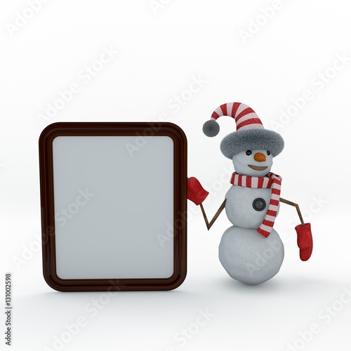 Snowman shows blank board. ...