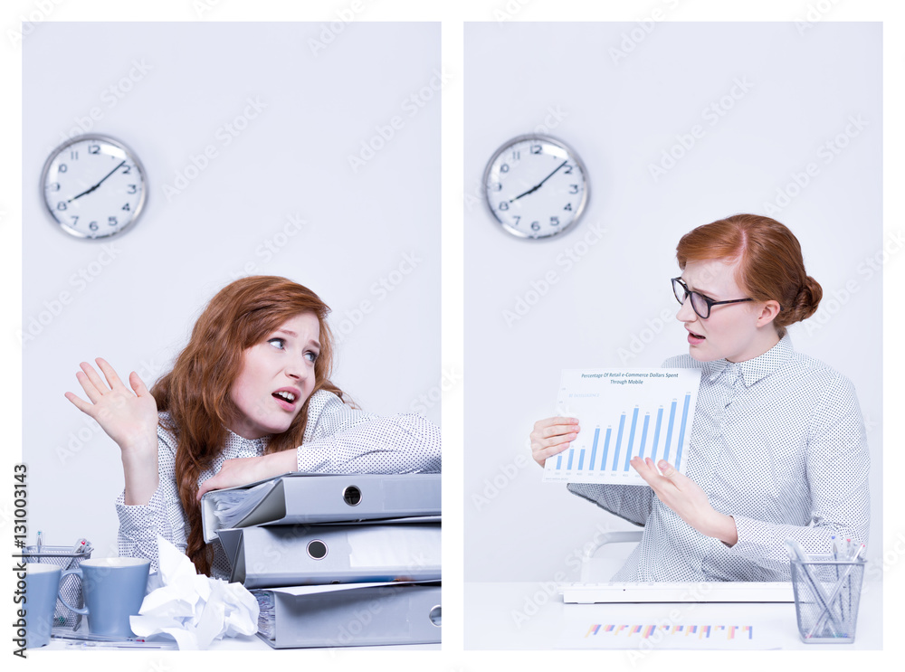 Foto Lazy and conscientious worker