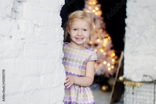 Christmas portrait of a little girl near Christmas tree © ryrola