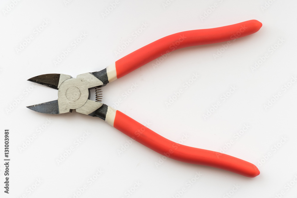 Side cutters, close up / Wire-cutters on white background Side cutters, close up / Wire-cutters on white background