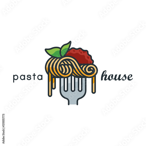 Pasta lineart logo. Vector illustration of spaghetti