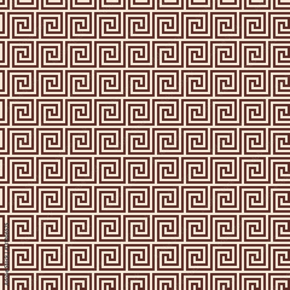 Vector seamless Greek style background. Brown pattern on a beige background. Vector seamless Greek style background. Brown pattern on a beige background.