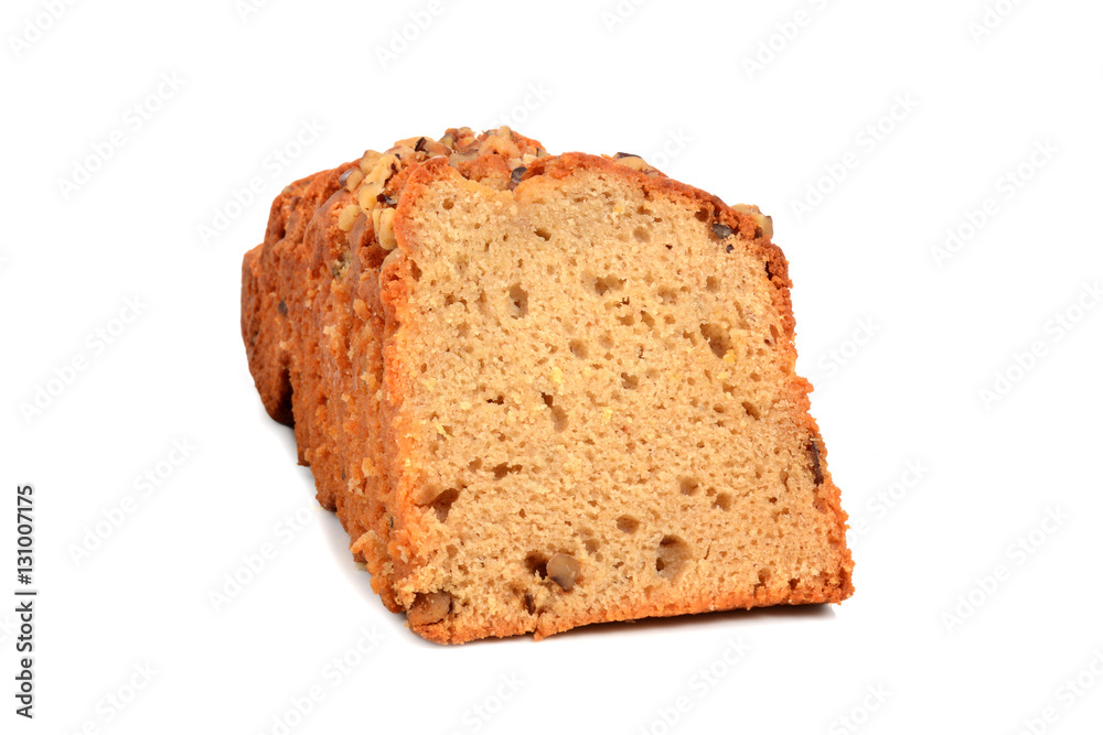 homemade banana nut bread isolated white background homemade banana nut bread isolated white background