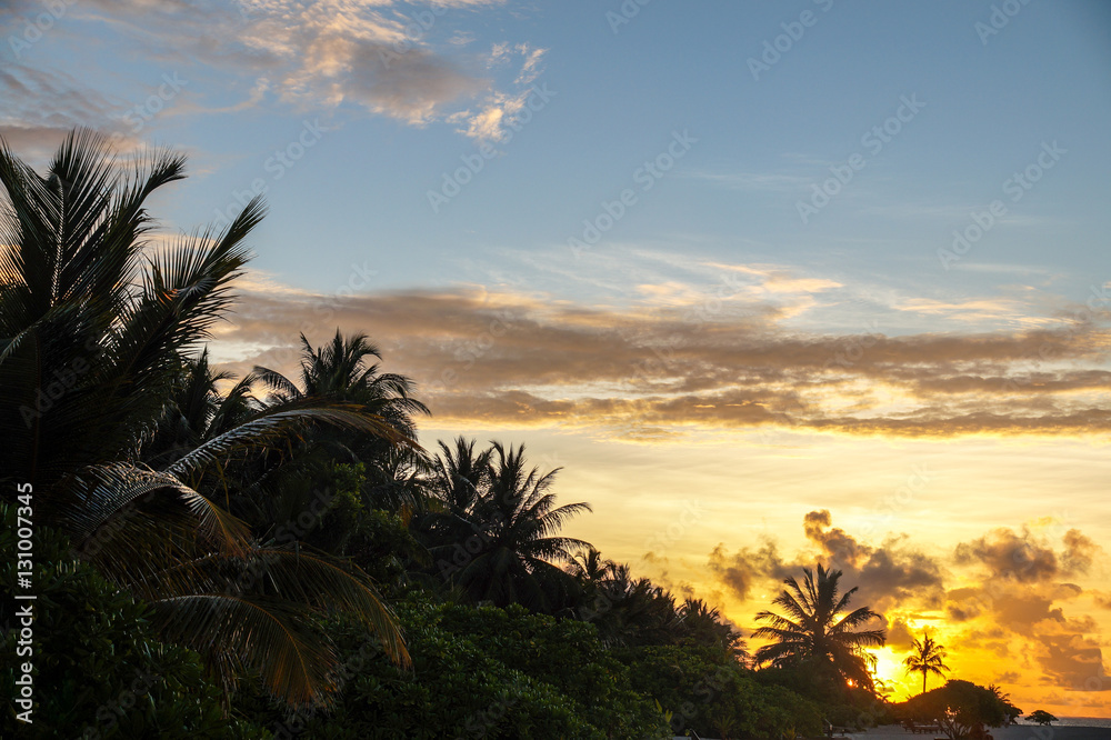 Beautiful sunset in the Maldives, October