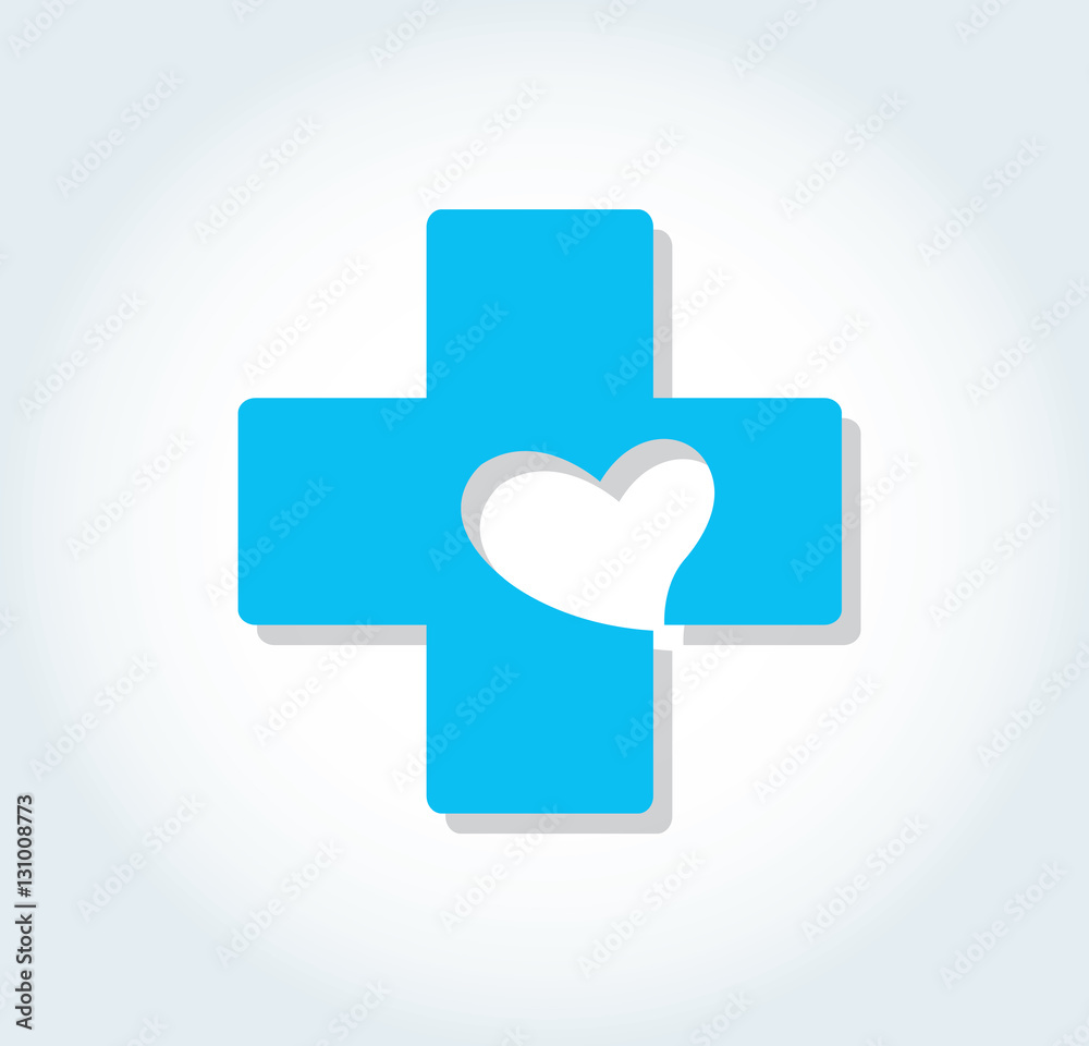 heart in cross medical hospital icon vector heart in cross medical hospital icon vector
