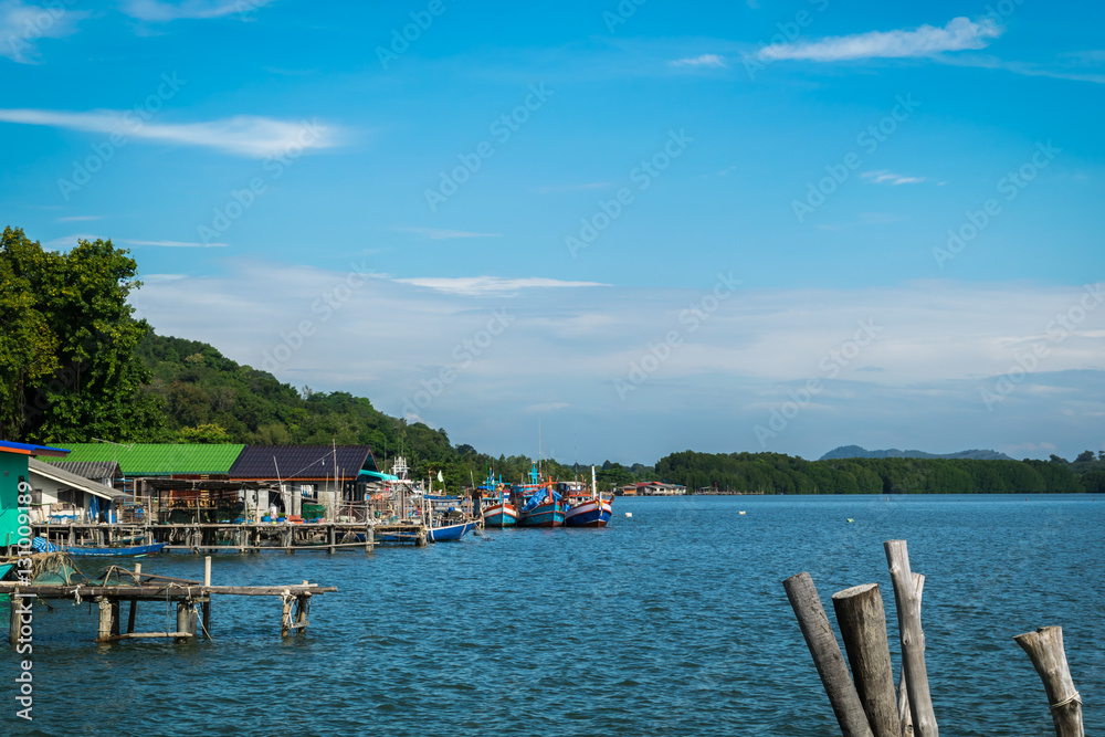Coastal fishing village, Asia Thailand