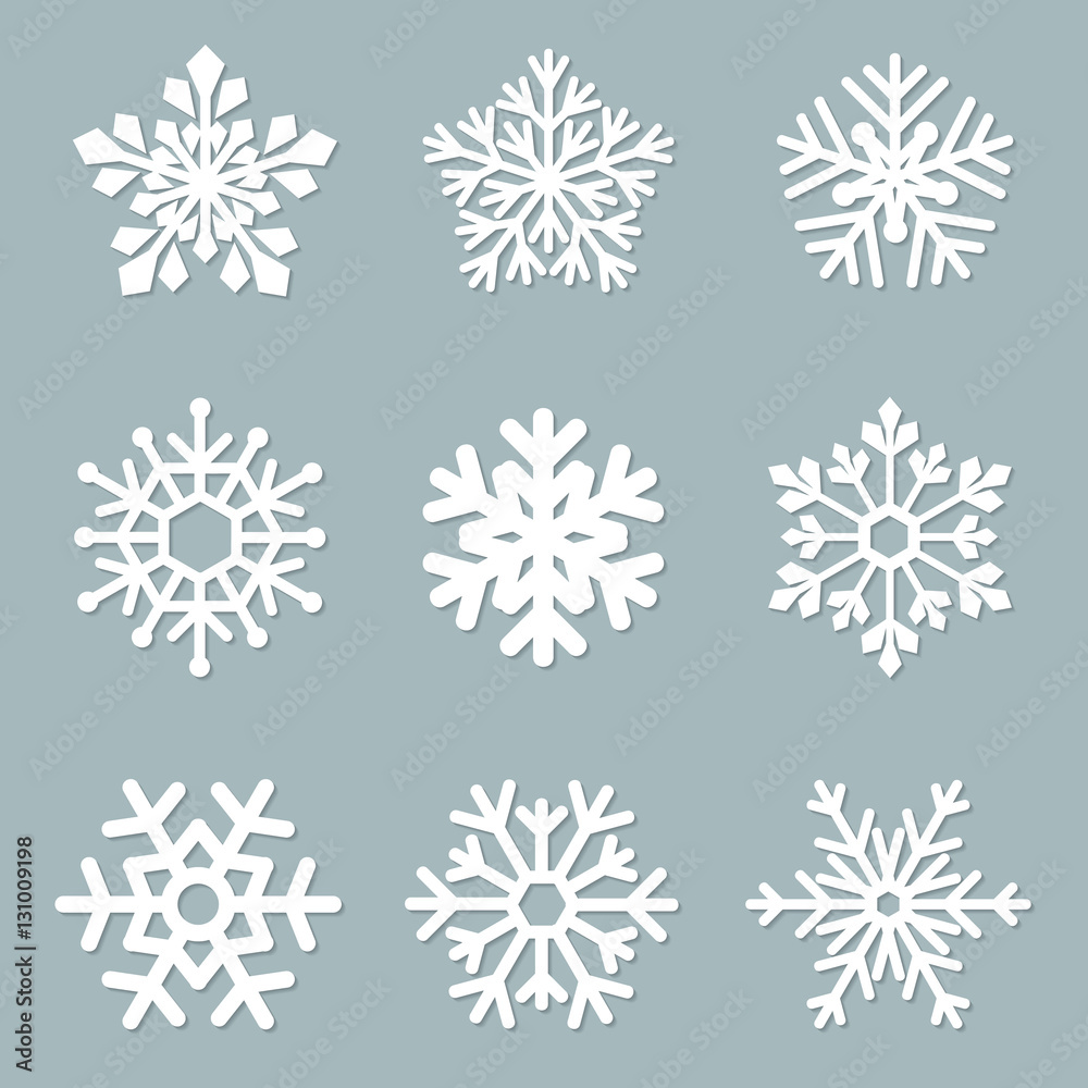 set of vector paper snowflakes set of vector paper snowflakes