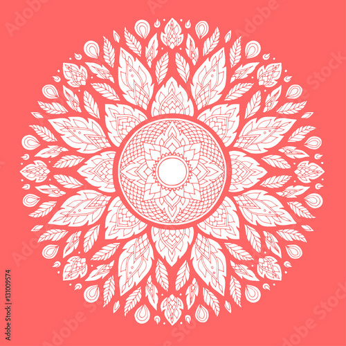 Mandala, geometric pattern symbol of the universe, chakra yoga meditation sign vector hand drawn