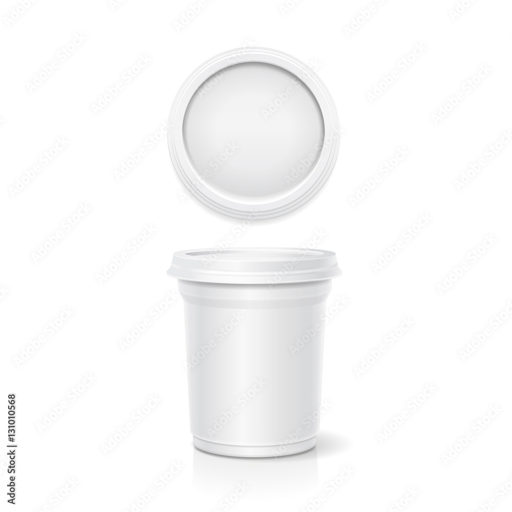 Fotografie Vector blank white packaging container for yogurt, ice cream or dessert