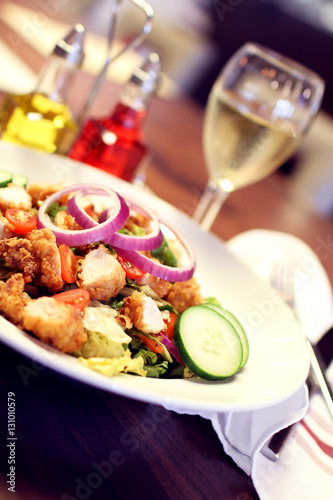 Crispy Chicken Salad with White Wine