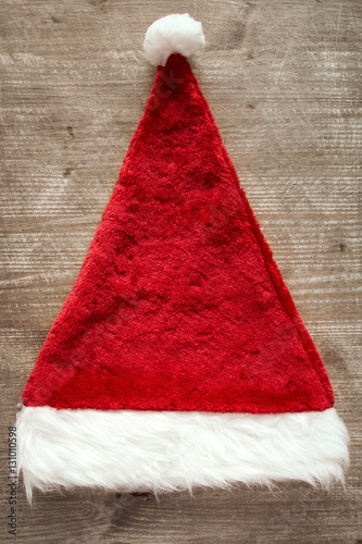 Red Santa Claus hat top lay view