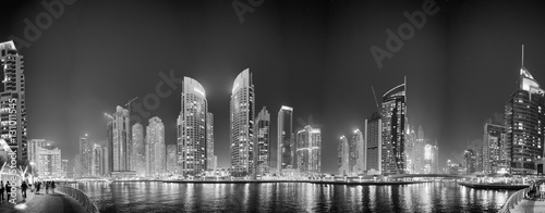 Photography DUBAI, UAE - DECEMBER 5, 2016: Night view of Marina buildings an
