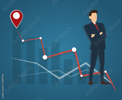Successful businessman standing with crossed arms and high graph  background ,  business concept  