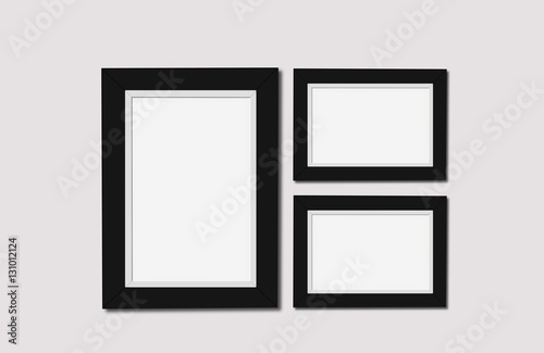 blank 3 frame big and small on a white background