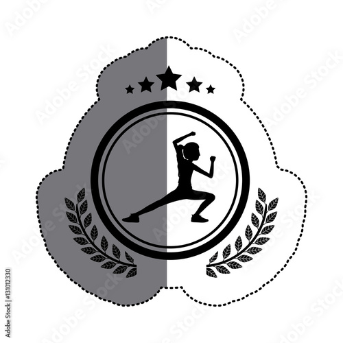 Girl doing excercise icon. Healthy lifestyle fitness gym and bodybuilding theme. Isolated design. Vector illustration