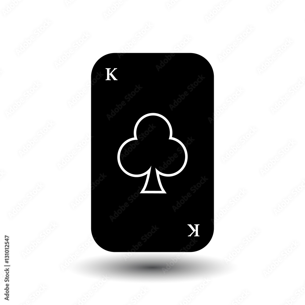 poker card. KING CLUB BLACK. White easy to separate background. - obrazy, fototapety, plakaty 