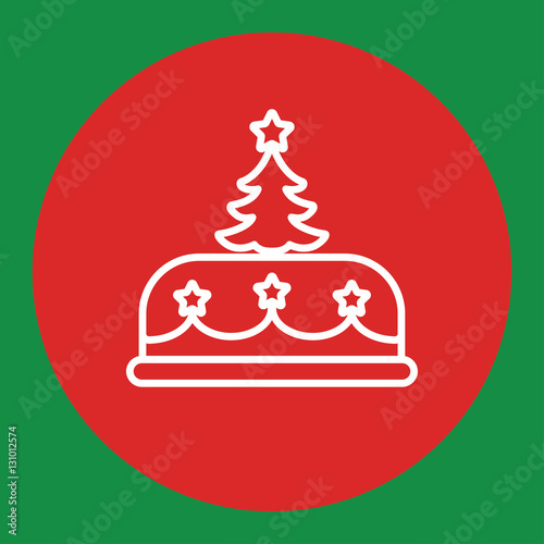 xmas christmas cake pie biscuit line white icon in red circle