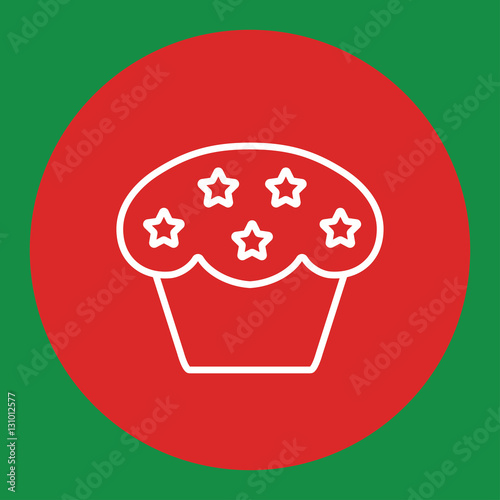 cake cupcake sweet baked biscuit dessert line white icon in red circle