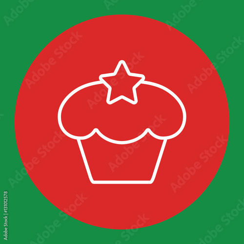 cake cupcake sweet baked biscuit dessert line white icon in red circle