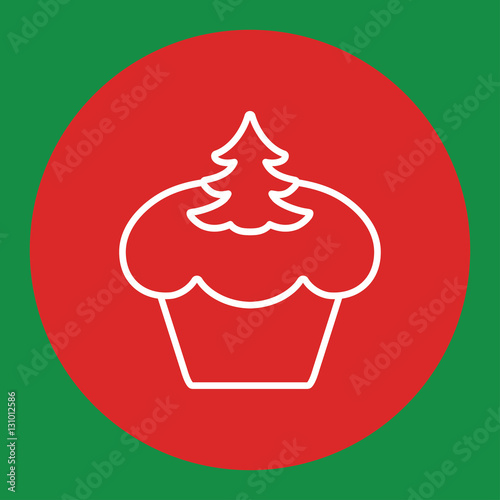 cake cupcake sweet baked biscuit dessert line white icon in red circle