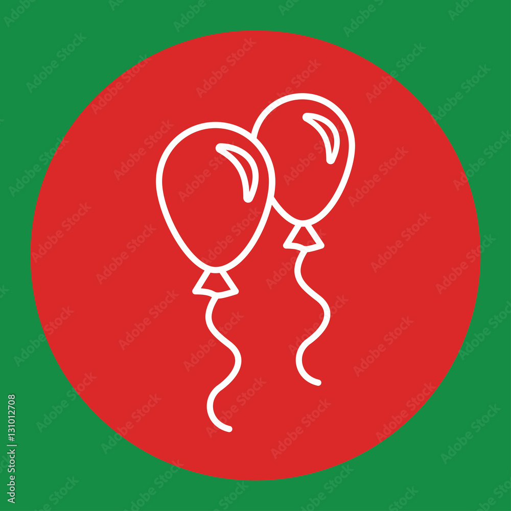 balloon balloons couple two gelium oval ellipse circle line white icon in red circle