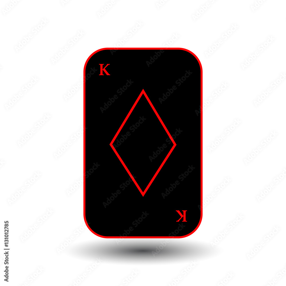 poker card. KING DIAMOND BLACK. White easy to separatebackground.
