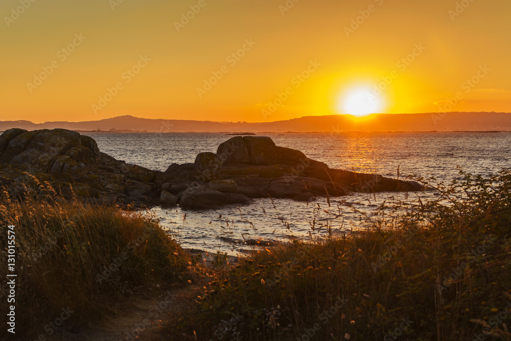 Coastal rocks at sunset