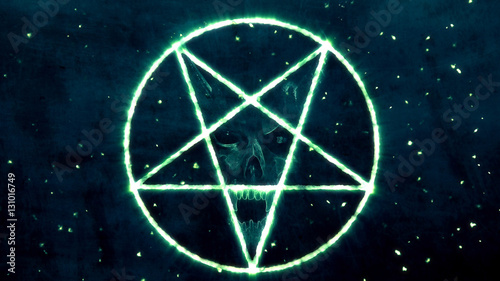 Lerretsbilde Inverted Pentagram Symbol with the Face of the Evil