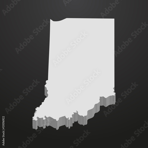 Indiana State map in gray on a black background 3d