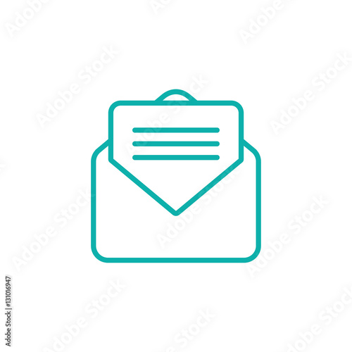 envelope email postcard card letter thin line outline blue on white vector icon