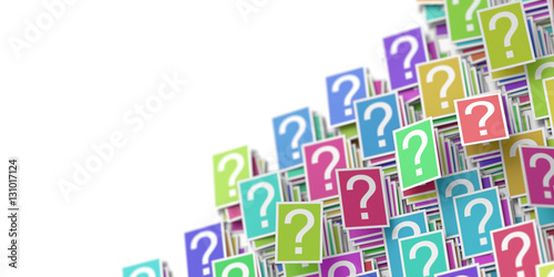 Infinite question marks cards, 3d rendering