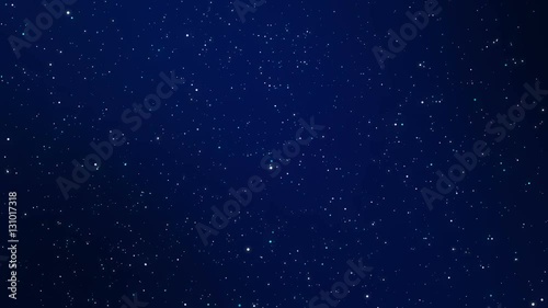 Glowing blue white dot particles flickering on a dark blue background imitating a night sky full of stars.