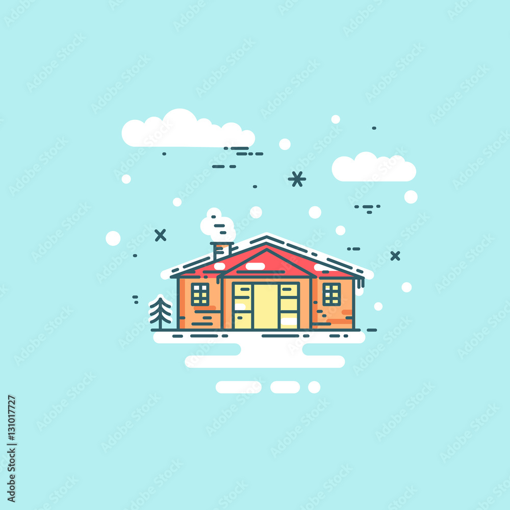 Abstract line house vector illustration.