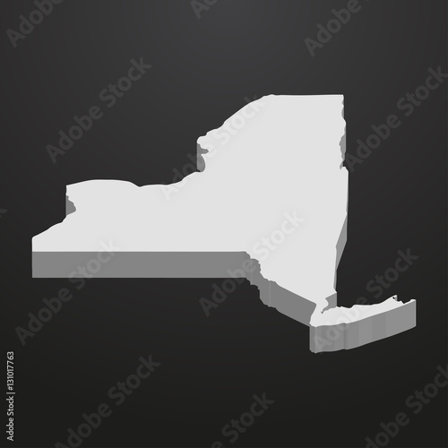 New York State map in gray on a black background 3d