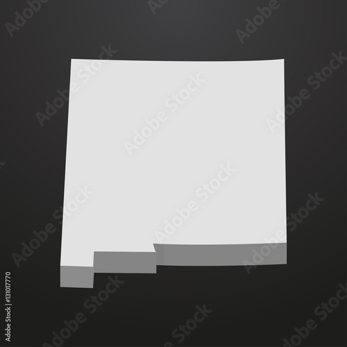 New Mexico State map in gray on a black background 3d